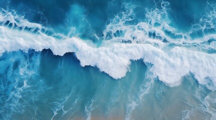 Spectacular Aerial Ocean View: Calm Blue Waters, Single Wave in Deep Sea - Drone Photo Backdrop, Ocean Water