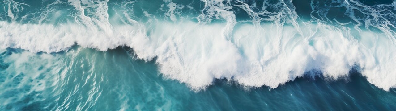 Spectacular Aerial Ocean View: Calm Blue Waters, Single Wave in Deep Sea - Drone Photo Backdrop, Ocean Water