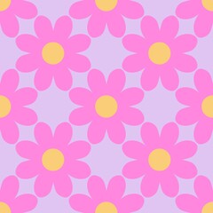 seamless floral pattern with pink simple flowers