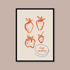 Minimalist hand drawn vegan vector illustration collection. Art for postcards, branding, logo design, background.