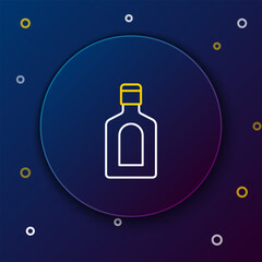 Line Bottle of shampoo icon isolated on blue background. Colorful outline concept. Vector