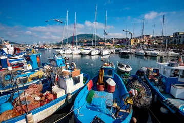 Papier Peint photo Lavable Naples Fishing Vessels in the Port
