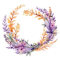 Obraz premium Vintage floral elegance. Watercolor hand drawn frame for greeting or wedding invitations on white background. Nature whimsy. Design perfect for invitations and cards