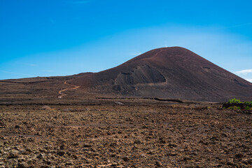 View of the Calderon Hondo volcano, one of the most important on the island. Photography taken in Fuerteventura, Canary Islands, Spain.