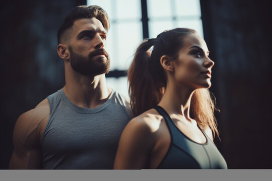 Portrait of Couple of friends stretching to do physical exercises