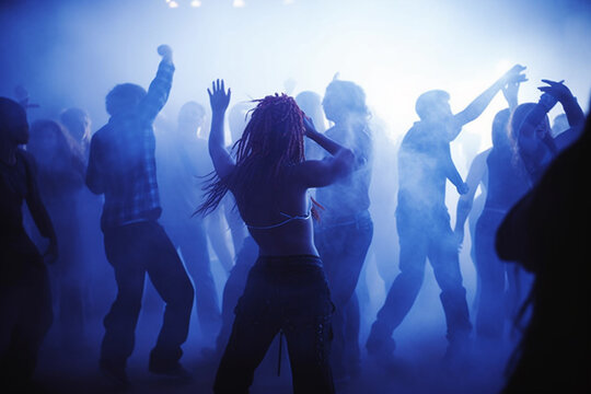 crowd ravers dancing
