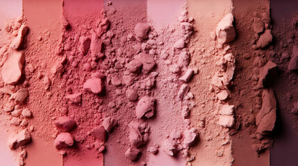 Fototapeta premium Variety pallet of broken makeup powder and blusher, on black background. Sample cosmetics concept. Generative AI