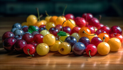 Fresh organic fruit bowl, a healthy gourmet summer snack generated by AI