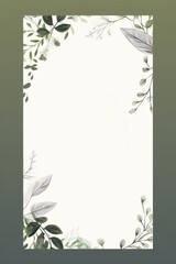 White minimalistic card, poster, flyer design with leaves. Cute template for menu, social media posts