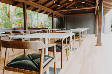 empty table and chair in restaurant