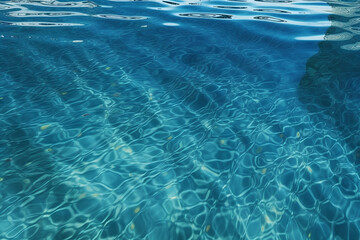 Fototapeta na wymiar Beautiful azure water in the pool in a photorealistic style. AI generated illustration.