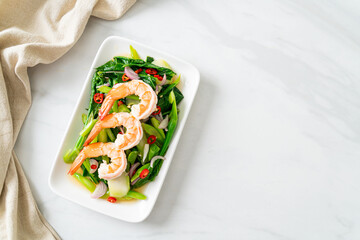 Spicy Chinese Kale Salad with Shrimp