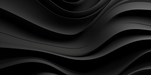 Black smooth curves abstract background.