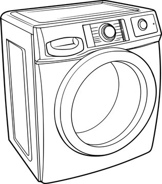 recommend clip art: outline illustration of washing machine for coloring page
