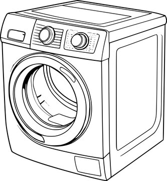 recommend clip art: outline illustration of washing machine for coloring page