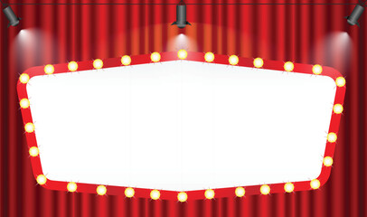 theater sign on curtain with spotlight