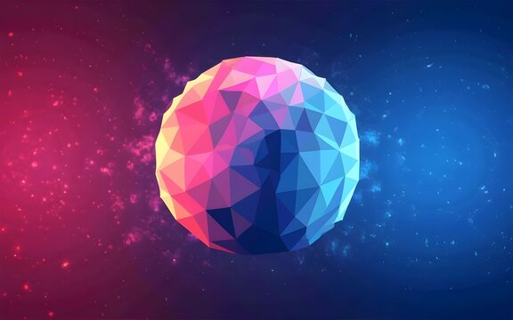 3D render space low-poly moon ai generative colorful 