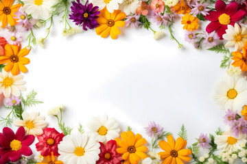 frame of colorful flowers