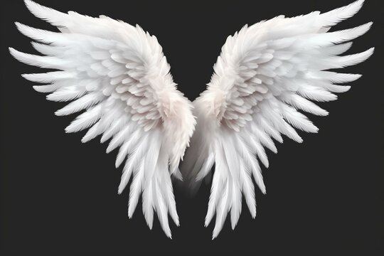 White Angel Wings On Transparent Background - Illustration. Generative AI