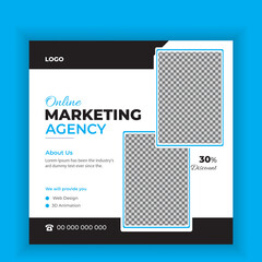 Vector  digital creative solution media marketing agency corporate business flyer square instagram template
