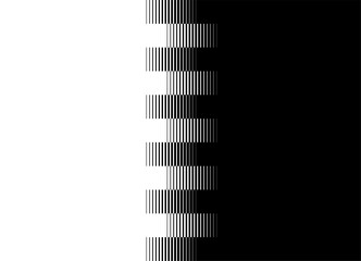 Black and white vector pattern of striped tiles. For covers, interior decor, printing, Modern vector background