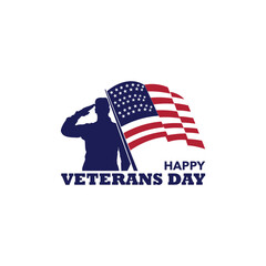 Silhouette of soldier giving salute with United States of America's flag perfect for Veteran's Day decoration