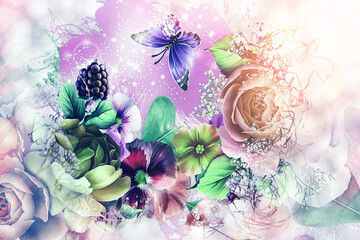Fototapeta premium watercolor floral background