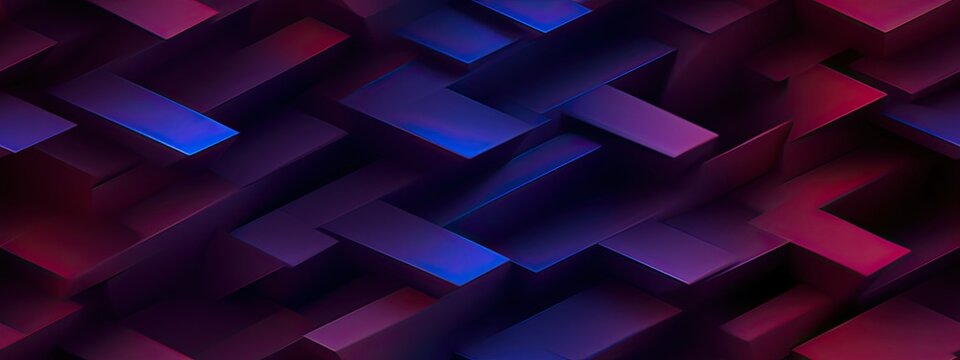 Seamless deep violet purple blue red burgundy maroon magenta abstract background. Geometric shape. Line strip angle 3d. Noise grain. Color gradient. Bright neon electric metallic glow.Banner.Design.