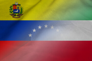 Naklejka premium Venezuela and Kuwait national flag international relations KWT VEN