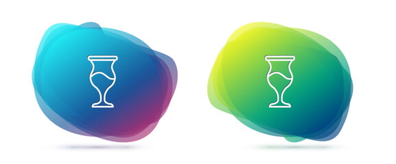 Set line Jewish goblet icon isolated on white background. Jewish wine cup for kiddush. Kiddush cup for Shabbat. Abstract banner with liquid shapes. Vector