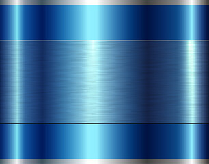 Blue chrome metal 3D background, lustrous and shiny metallic design with brushed metal texture pattern.