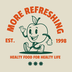 Apple cartoon character illustration in vintage style