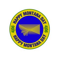 Happy Montana Day 406 Stamp icon. US montana map.