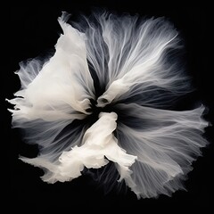 Abstract Hibiscus petals, black and white illustration. banner, design for paintings, albums
