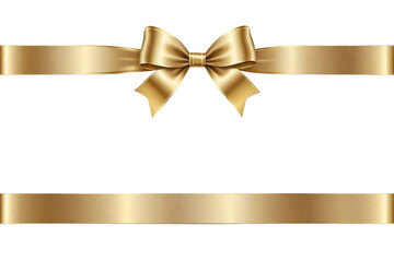 Gold Bow and Horizontal Ribbon Line isolated on transparent background. for Adding Elegance to Your Wedding Ceremony Cards, Website, or Gift Cards. - obrazy, fototapety, plakaty