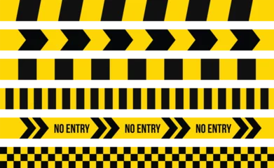 Fotobehang Under construction background with warning stripes. No entry stripes. Yellow construction area bar © Pixzot