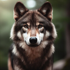 Obraz premium wolf looking at camera with blurred nature background