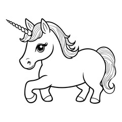 Obraz na płótnie Canvas Coloring page unicorn outline drawing for kids