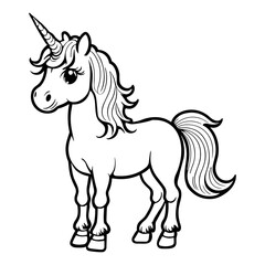 Obraz na płótnie Canvas Outline unicorn coloring page for kids
