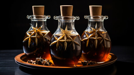 Homemade syrup with cinnamon star anise and rock sugar