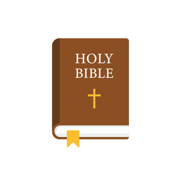 Holy bible icon in flat style. Christianity book vector illustration on isolated background. Religion sign business concept.