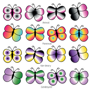 Pride asexual, pansexual,  non-binary, genderqueer buttefly