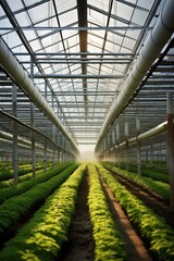 Equipped greenhouse for growing various types of products for consumption and sale on sunny day