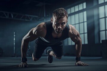 Fototapeta na wymiar professional bodybuilder training at gym for muscle gain