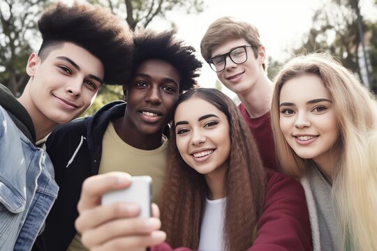 group of friends unite for a outdoor selfie