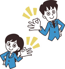 会社員がオッケーサインを送っているイラスト