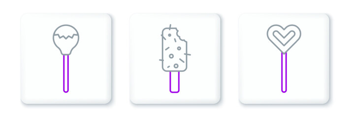 Set line Lollipop, and Ice cream icon. Vector