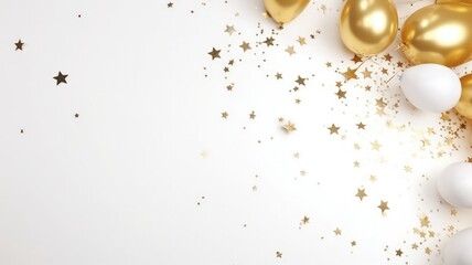 decorative golden balloons and confetti for a memorable event