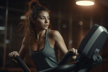 Fototapeta na wymiar healthy young female athlete exercising at gym