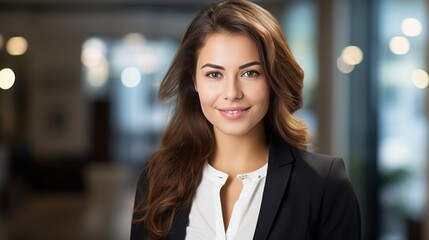 Obraz premium business office woman smiling.